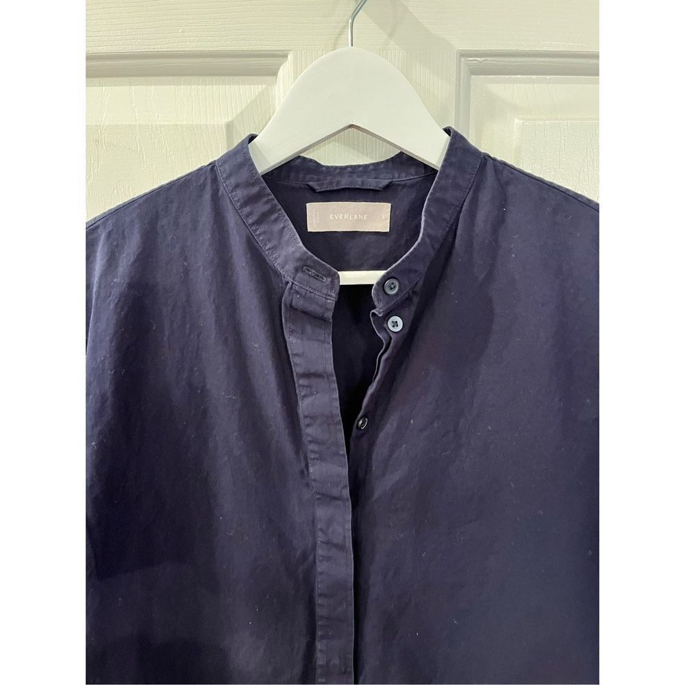 Everlane Navy Short Sleeve Side Pocket Shirt Dress sz 6 EUC
